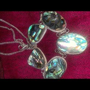 925 stamped sterling silver abalone necklace 22”